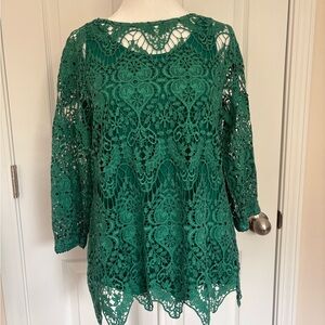 Soft Surroundings Teal Lace Women's Blouse